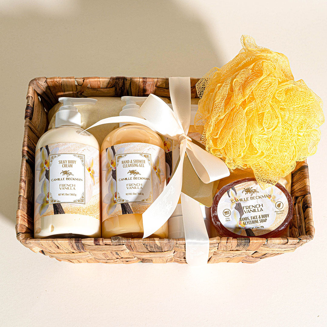 Warm Vanilla Sugar Scent Bath & Shower Spa Basket Gift Set