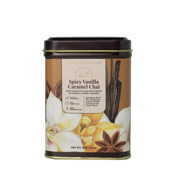 Chateau des Fleurs Spicy Vanilla Caramel Chai Tea Tin - Camille Beckman