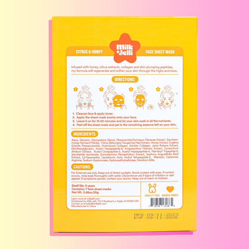 Citrus + Honey Face Mask Box of 7 - Camille Beckman
