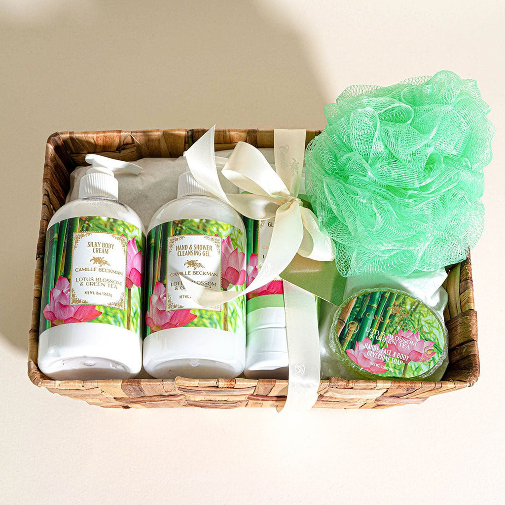 Essentials Gift Basket Lotus Blossom & Green Tea - Camille Beckman